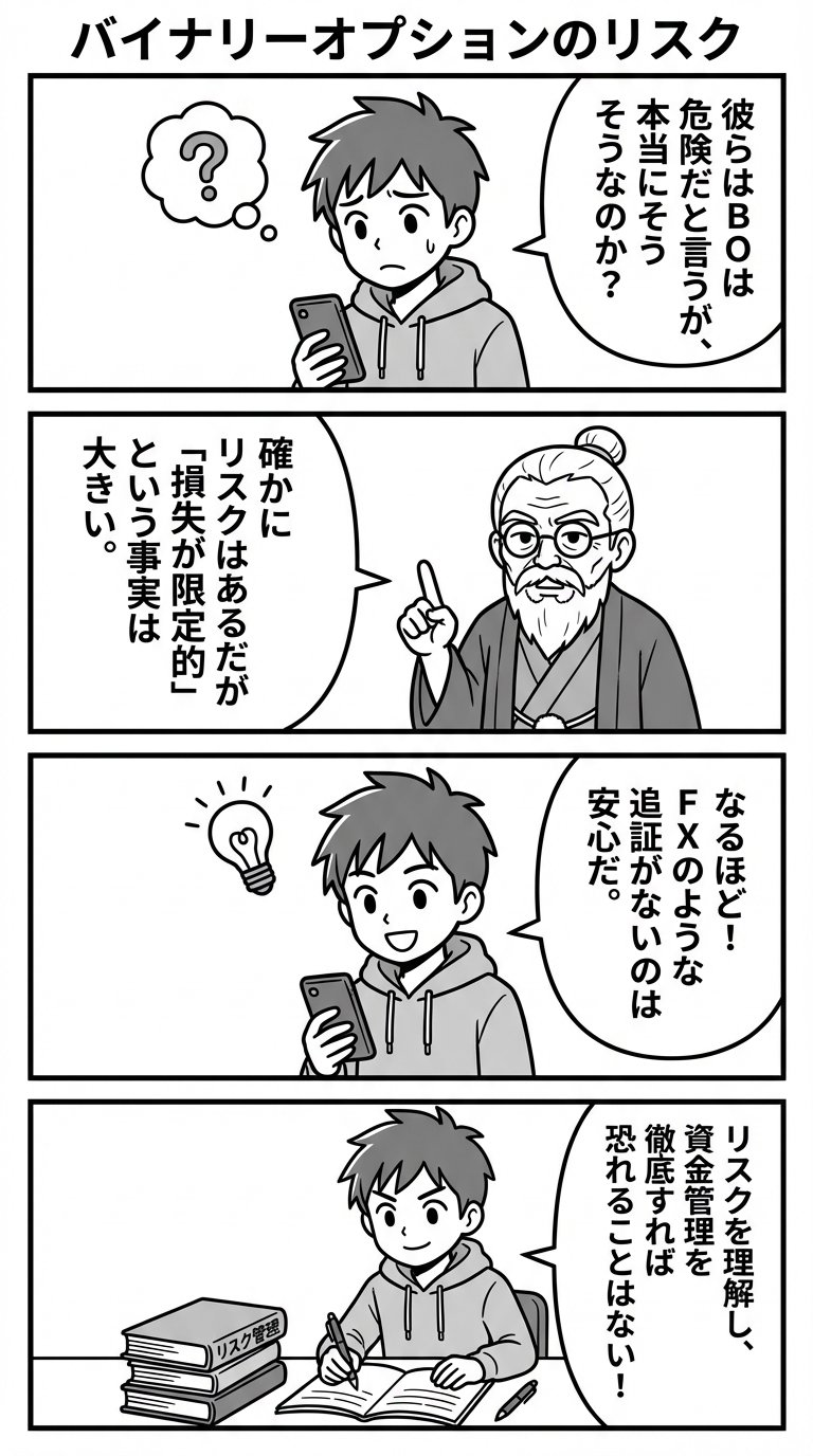 机に向かって考え、研究し、勉強している老人との会話を通して、バイナリーオプションのリスクについて学ぶ若者。.